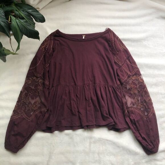 Free People Penny Embroidered Balloon Sleeve Top - Picture 4 of 7